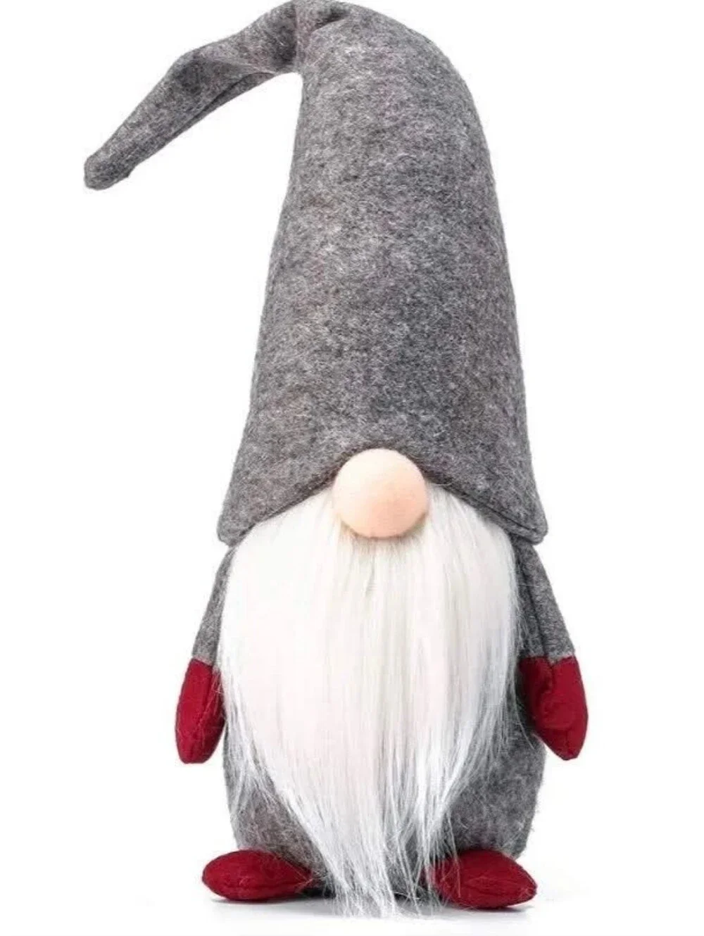 Grey Holiday Gnome with Red Accents